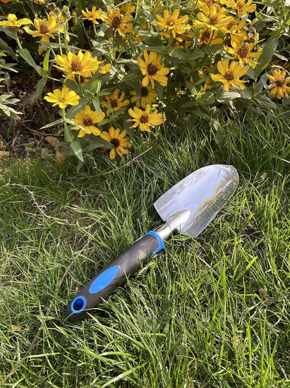 Gartenspaten Aluminium-Schaufel 30 cm ergonomisch rutschfest Blau