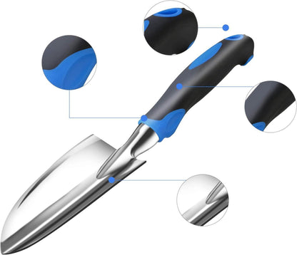 Kleine Aluminium Gartenschaufel ergonomischer Griff Blau