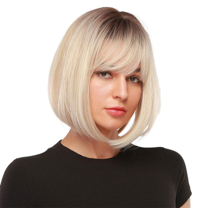 Blond Bob Perücke mit Pony – 14 Zoll, Platin Blond