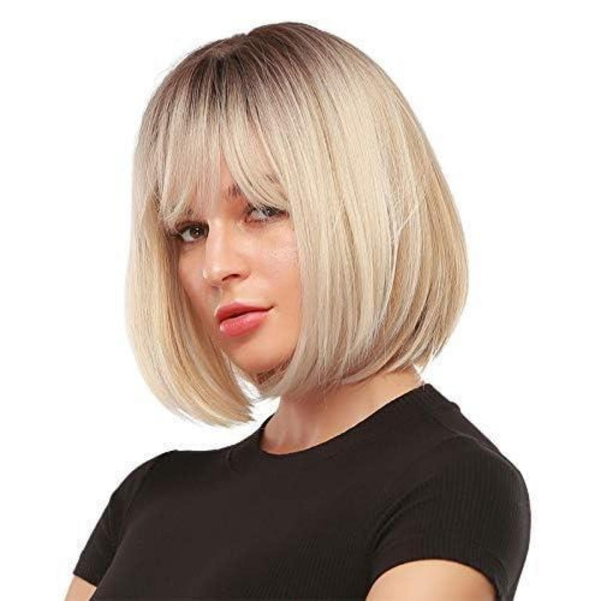 Blond Bob Perücke mit Pony – 14 Zoll, Platin Blond