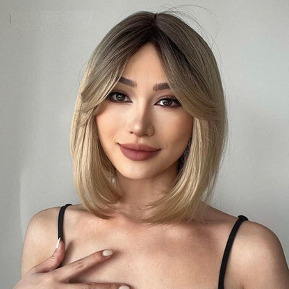 Blond Bob Perücke mit Pony – 14 Zoll, Platin Blond