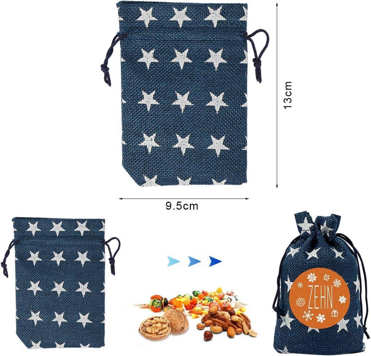Adventskalender zum Befüllen Stoff Set 24 Säckchen Zahlen