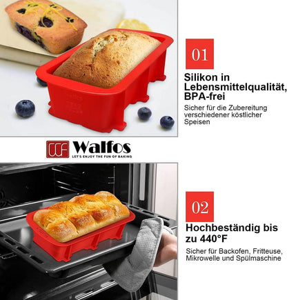 Walfos® Silikon Backform 2er Set Brot Kuchenform Antihaft 23x9.5x6.5 CM