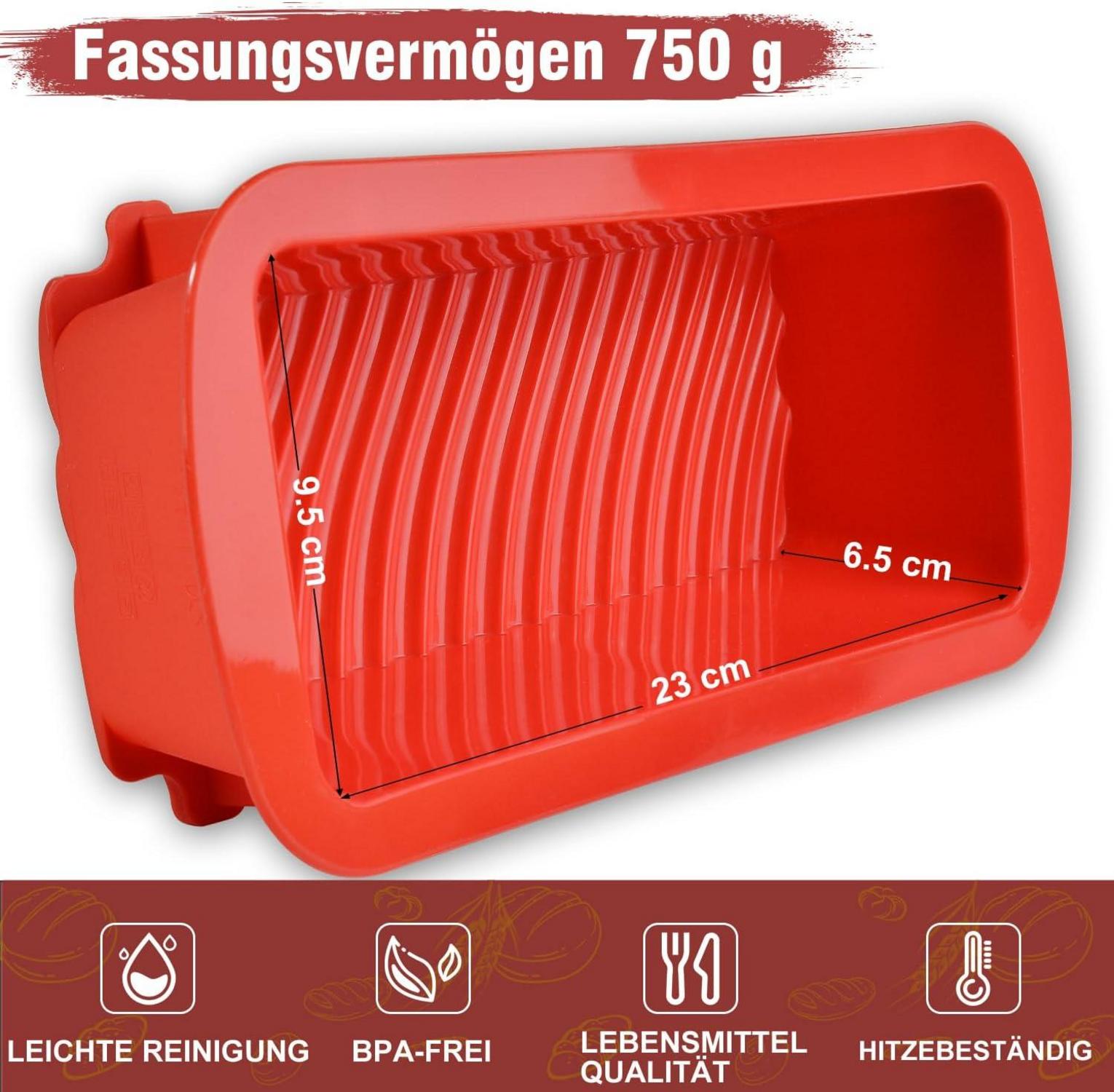 Silikon Backform 2er Set Brot Antihaft Kuchenform Brownies Hackbraten 23x9.5x6.5