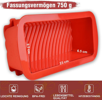Silikon Backform 2er Set Brot Antihaft Kuchenform Brownies Hackbraten 23x9.5x6.5