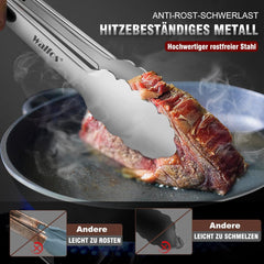 Walfos® Küchenzange Grillzange Edelstahl 3er Set 18cm 23cm