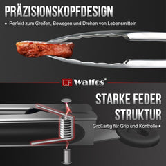 Walfos® Küchenzange Edelstahl Fleischzange 3er Set 18cm 23cm 30,5cm