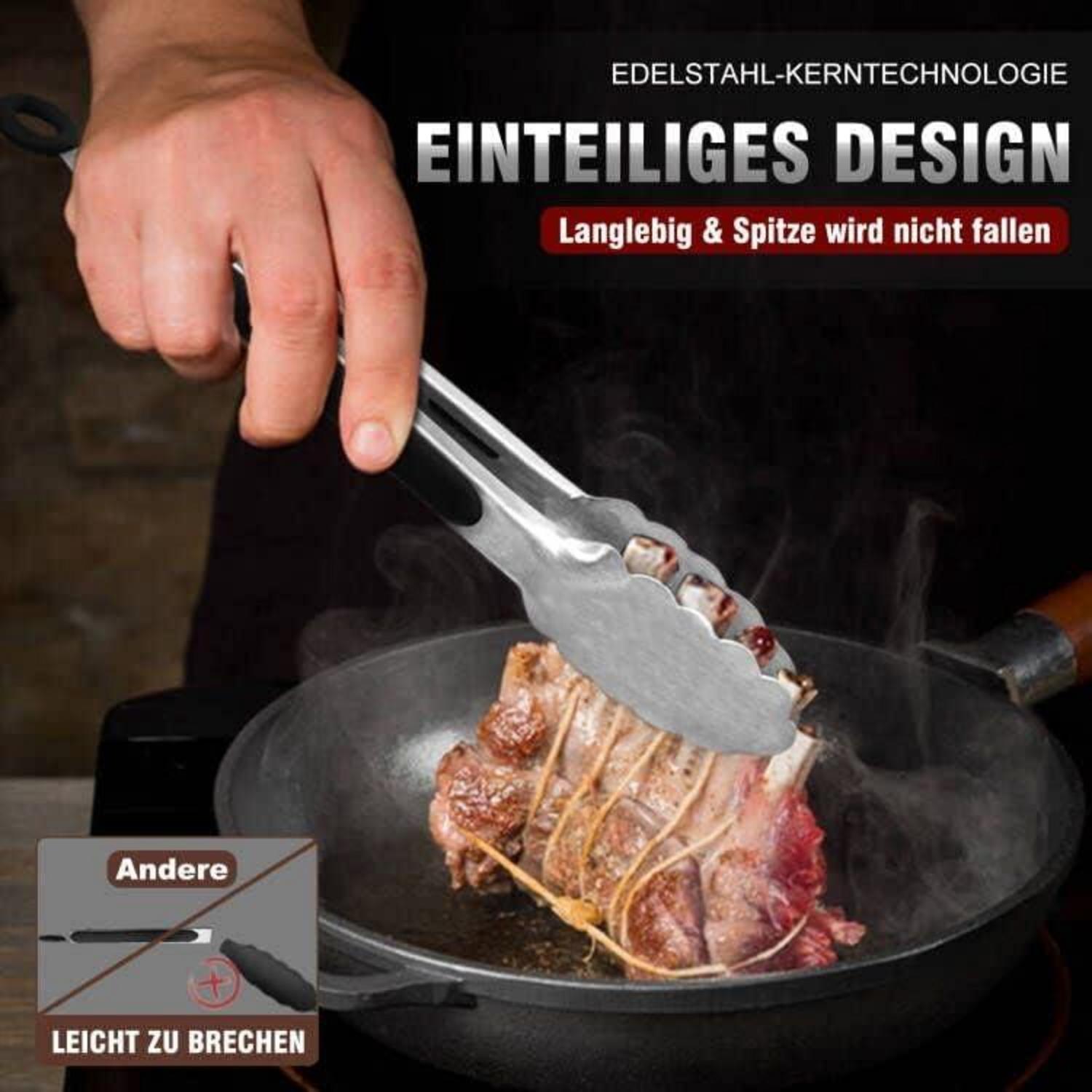 Edelstahl Küchenzange Grillzange Fleischzange Zange 3er Set 18cm 23cm 30,5cm