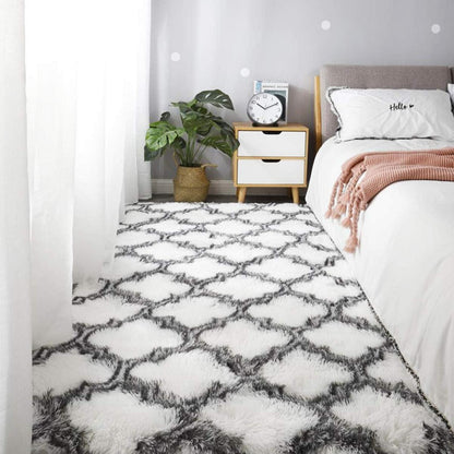 Shaggy Hochflor Teppich Wohnzimmer Schlafzimmer Modern Weiß 120x160cm