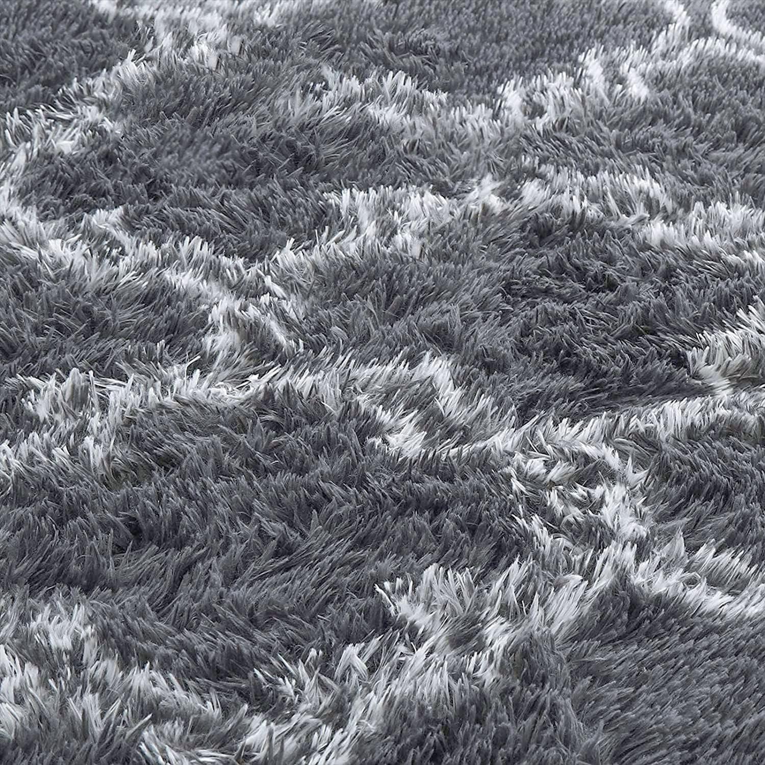 Hochflor Teppich Wohnzimmer Flauschig Schlafzimmer Modern Grau 120*160cm