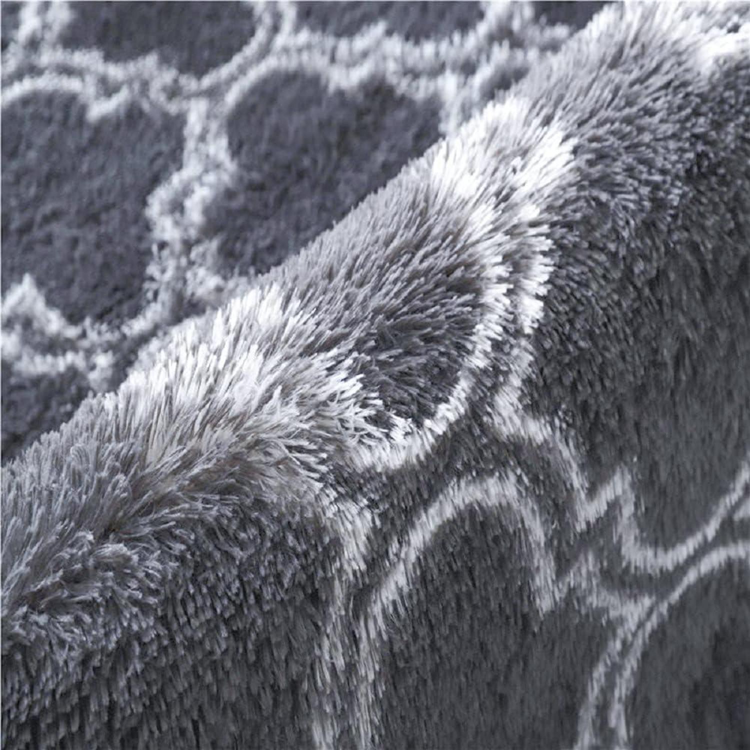 Hochflor Teppich Grau 120x160cm Wohnzimmer Schlafzimmer Modern