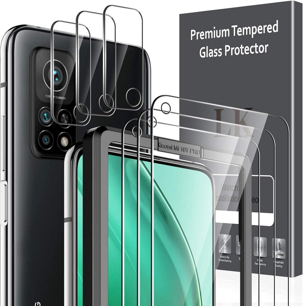 Displayschutzfolie und Kamera Glas für Xiaomi Mi 10T 5G/10T Pro 5G