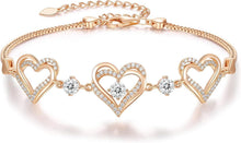 925 Sterling Silber Armband mit Herz und Geburtsstein Rosegold