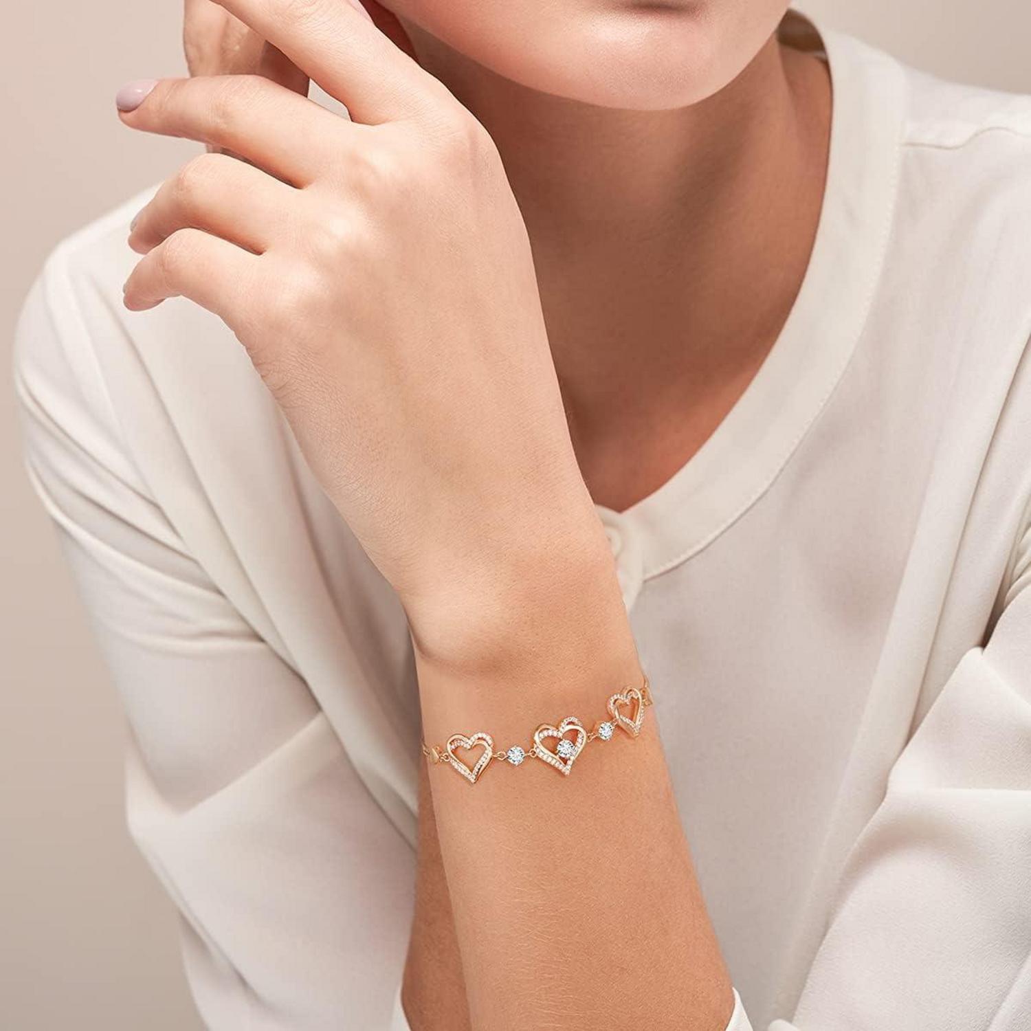 925 Sterling Silber Herz Armband Damen mit 12 Geburtssteinen