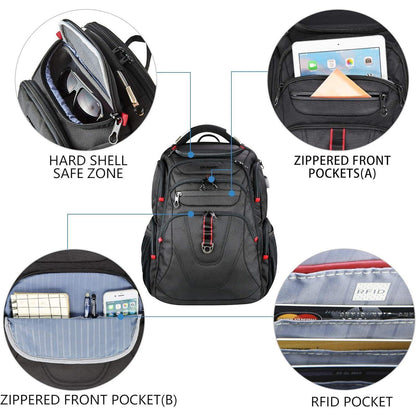 KROSER Laptop Rucksack 17,3 Zoll Business Reiserucksack RFID