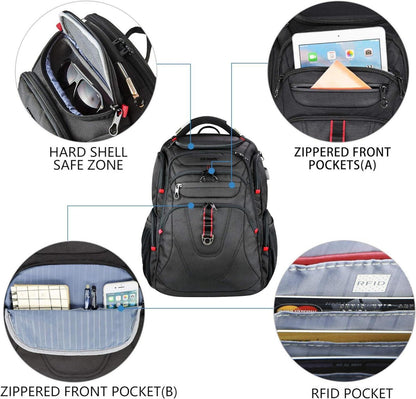 KROSER Laptop Rucksack 17,3 Zoll Schwarz MEHRWEG
