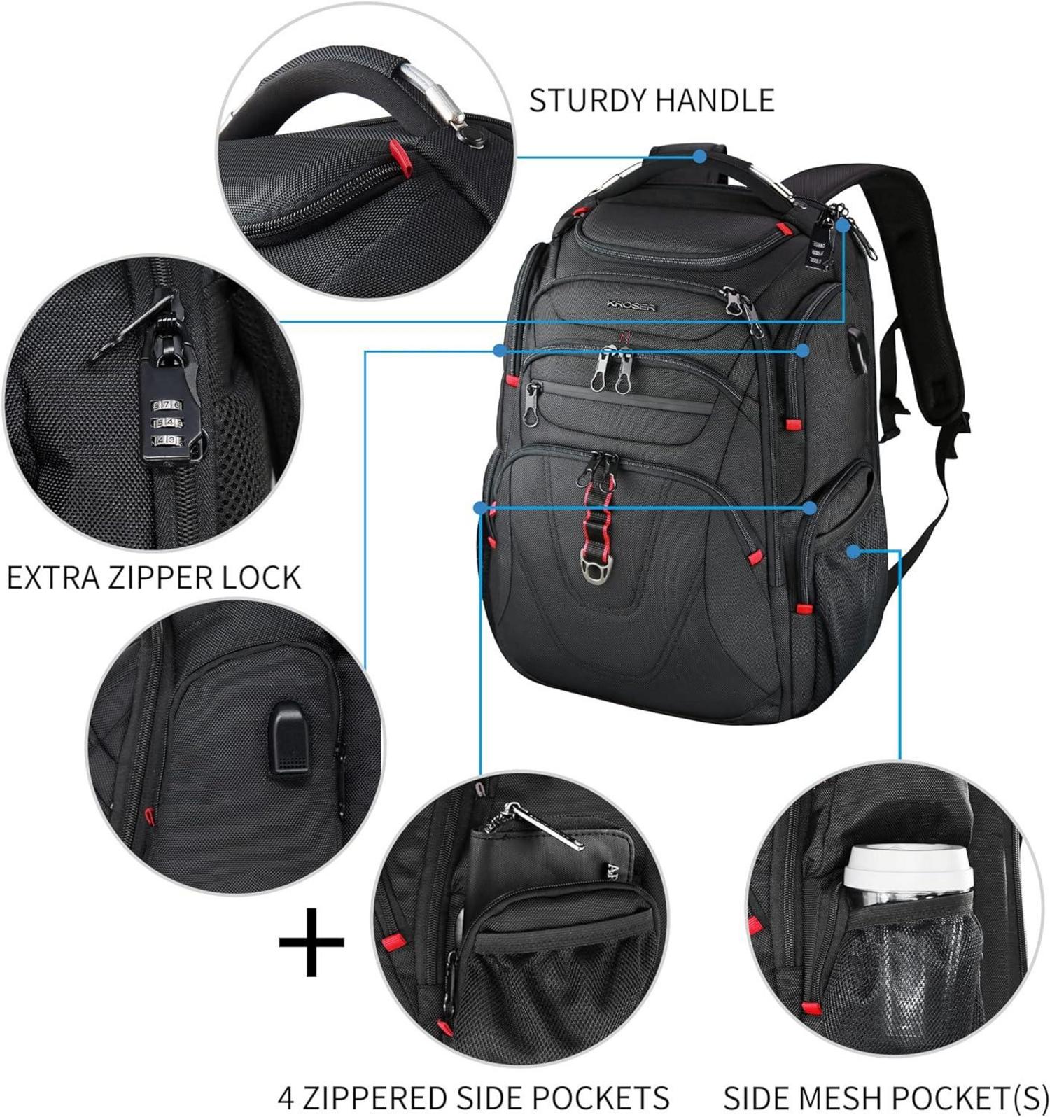 Laptop Rucksack 17,3 Zoll Business Reiserucksack Wasserdicht RFID Schwarz