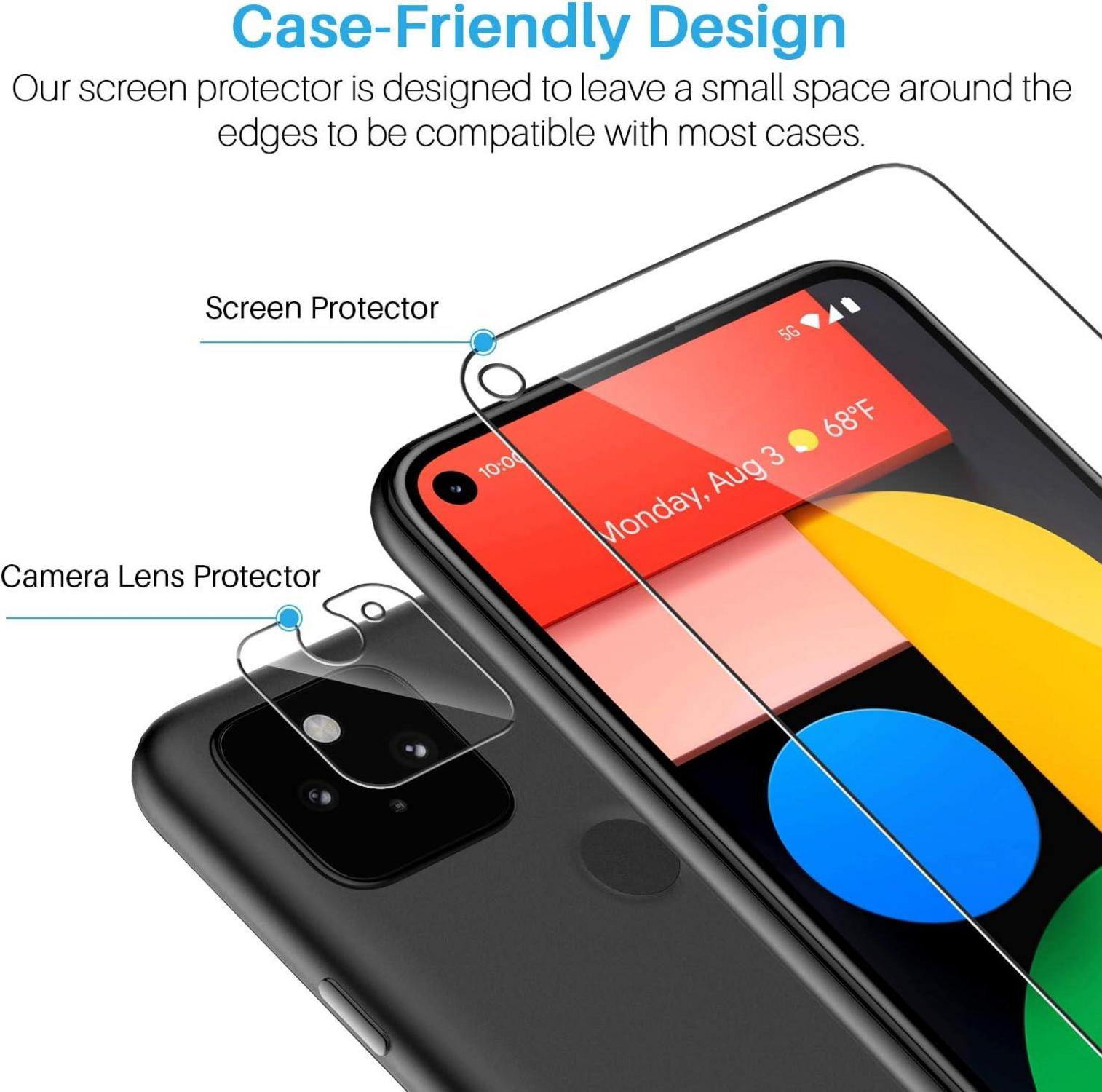 Schutzfolie & Kamera Schutz Google Pixel 5, 9H Displayschutz Transparent