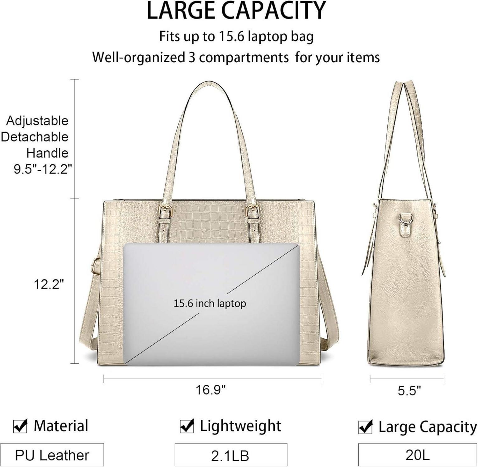 Lubardy Damen Handtasche Shopper 15.6 Zoll Elegant PU Leder