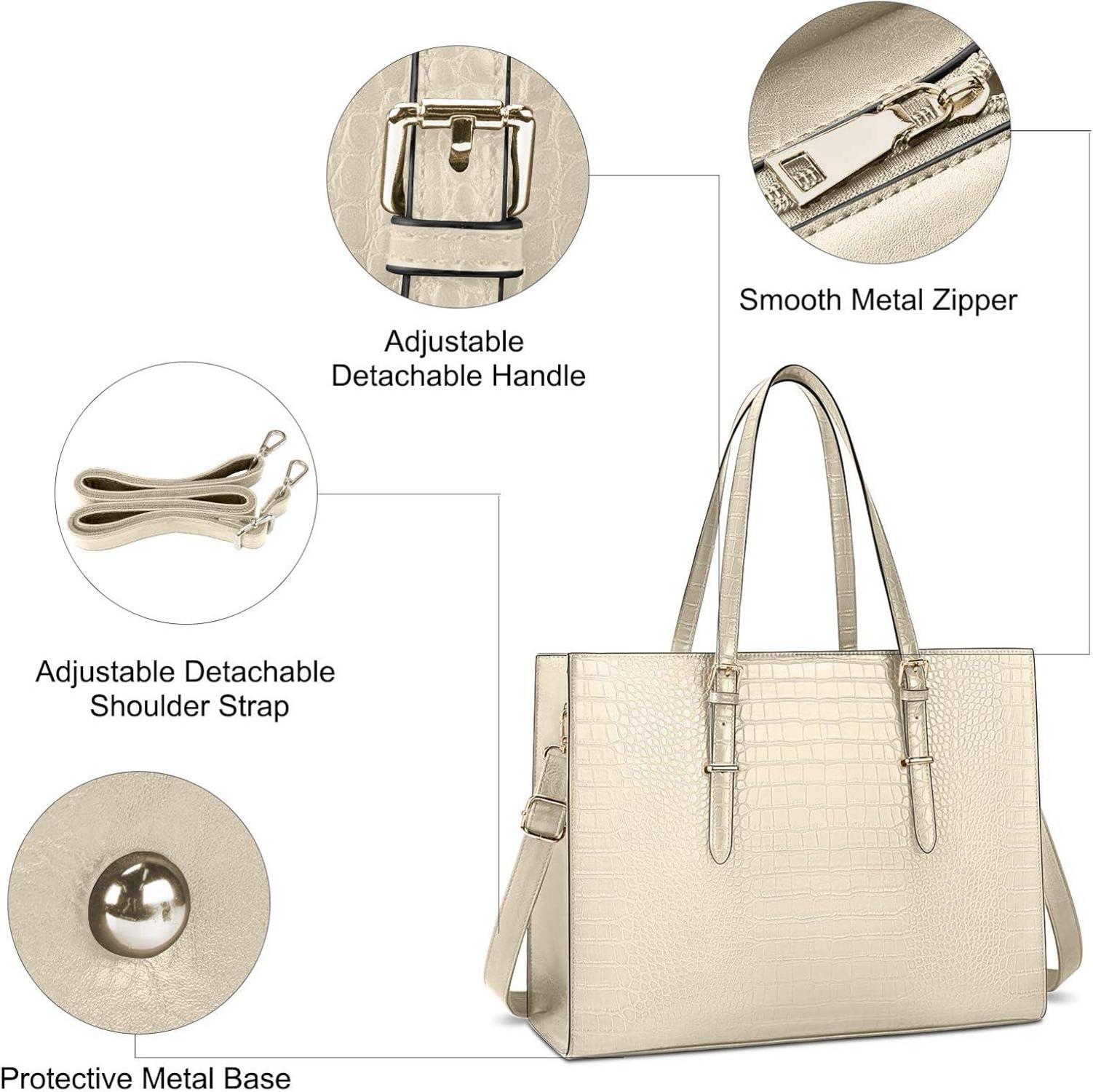 Lubardy Handtasche Damen Shopper 15.6 Zoll Elegant PU Leder Umhängetasche Büro