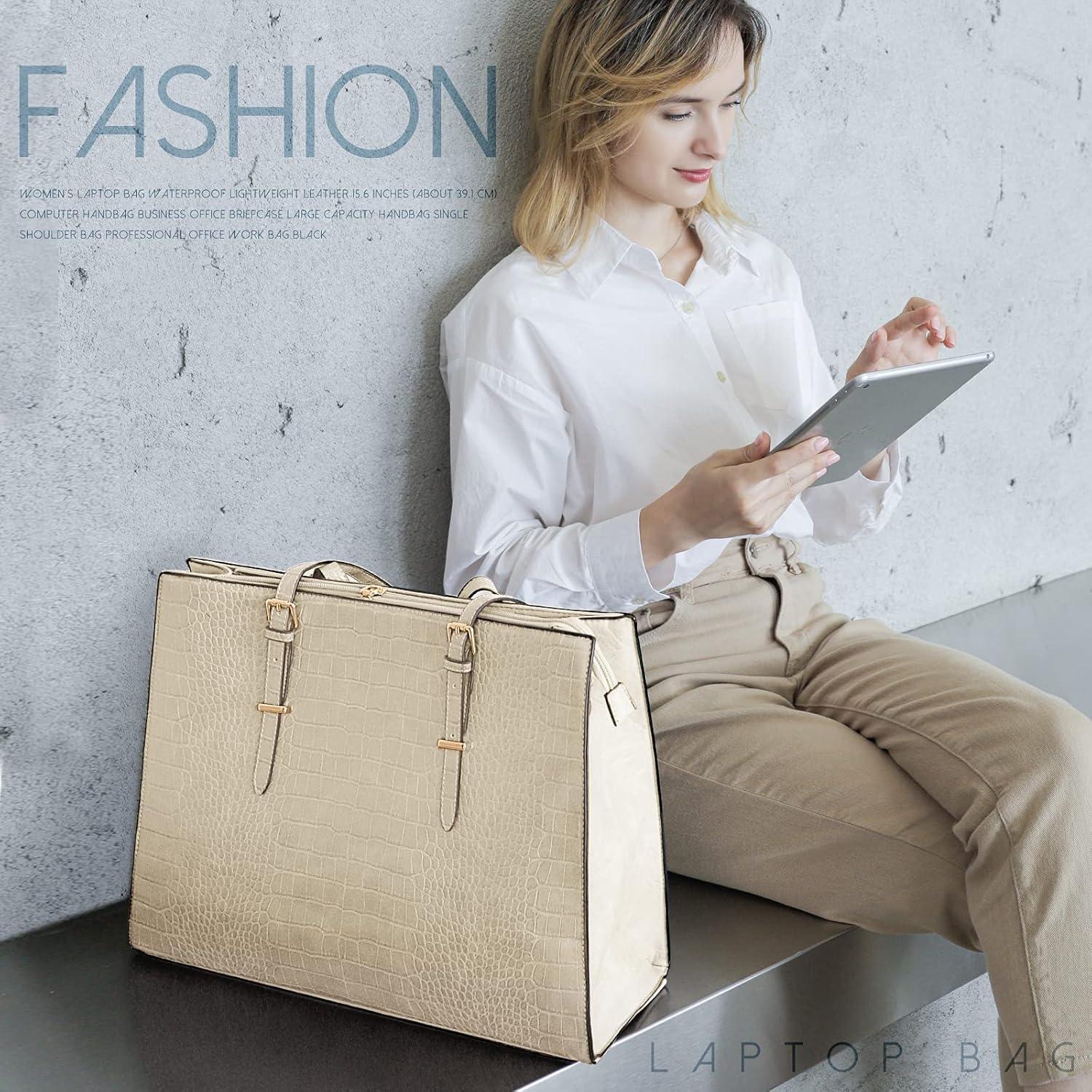 Handtasche Damen Shopper Groß 15.6 Zoll PU Leder Elegant Umhängetasche