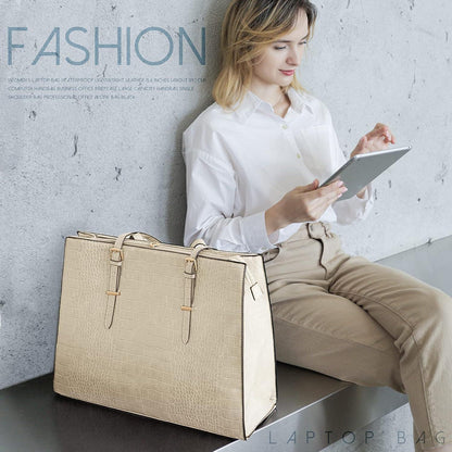 Handtasche Damen Shopper Groß 15.6 Zoll PU Leder Elegant Umhängetasche