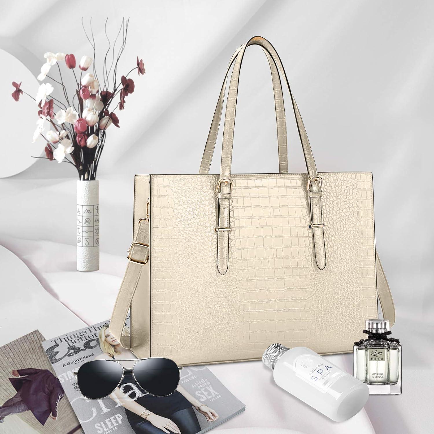 Damen Handtasche Shopper 15.6 Zoll Laptop Elegant PU Leder Arbeit Büro
