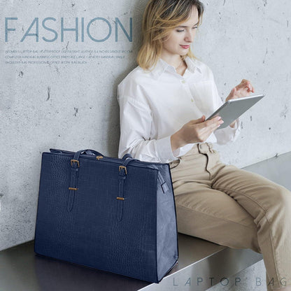 Handtasche Damen Shopper Groß 15,6 Zoll PU Leder Laptop Arbeitstasche
