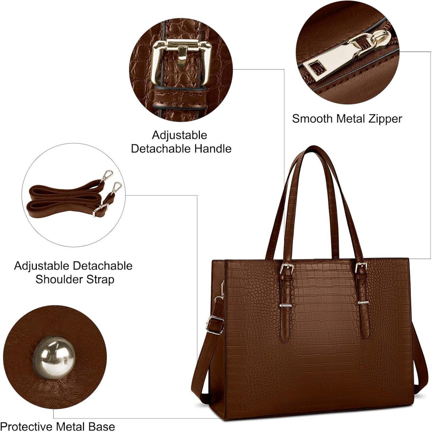 Lubardy Damen Handtasche Shopper PU Leder 15.6 Zoll Laptop