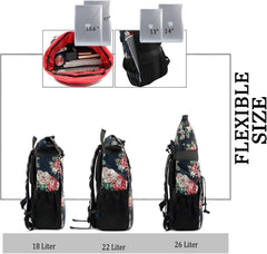 KeKour Laptop Rucksack Damen, Rolltop Schulrucksack für 12-17 Zoll Laptop, Stylisch und praktisch