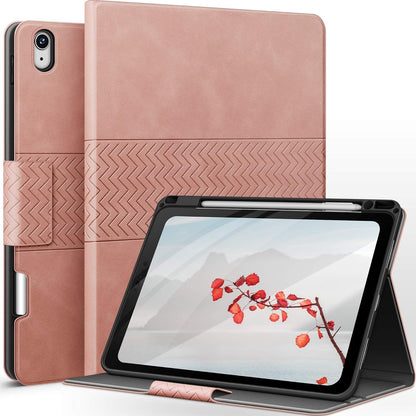 iPad Air 11 Zoll Hülle 2024 Auto Schlaf/Aufwach PU Leder Rosa