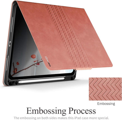 iPad Air 11 Zoll 2024 Hülle Stifthalter Rosa PU Leder Auto Schlaf/Aufwach