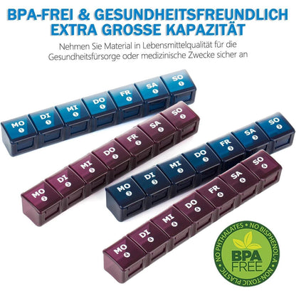 Tablettenbox 28 Tage Pillendose Medikamentenbox 7 Fächer 4