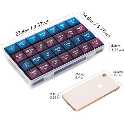 Tablettenbox 28 Tage Pillendose Medikamentenbox 7 Fächer 4