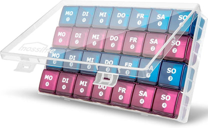 Tablettenbox Monat 28 Tage Pillendose Medikamentenbox 7 Fächer