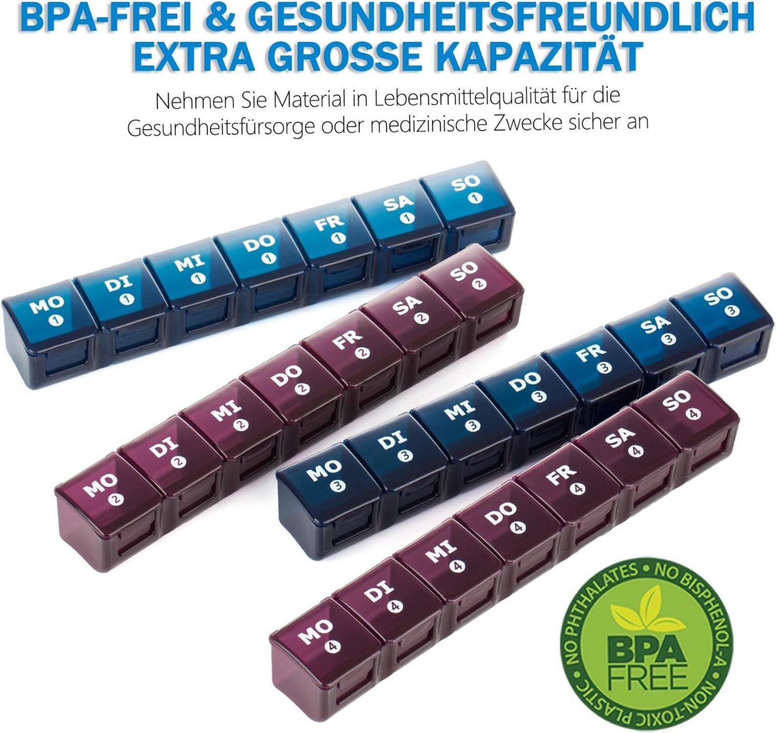 Tablettenbox Monat 28 Tage Pillendose Vitamin-Organizer Fischöl Nahrungsergänzung