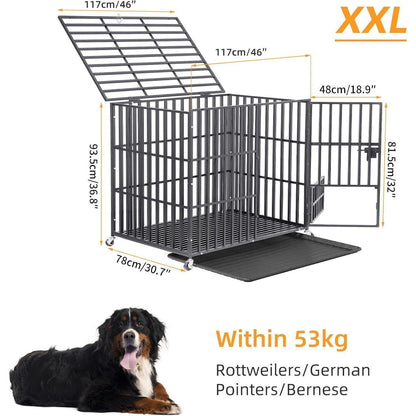 XXL Hundekäfig Metall – Transportbox für große Hunde mit 3 Türen