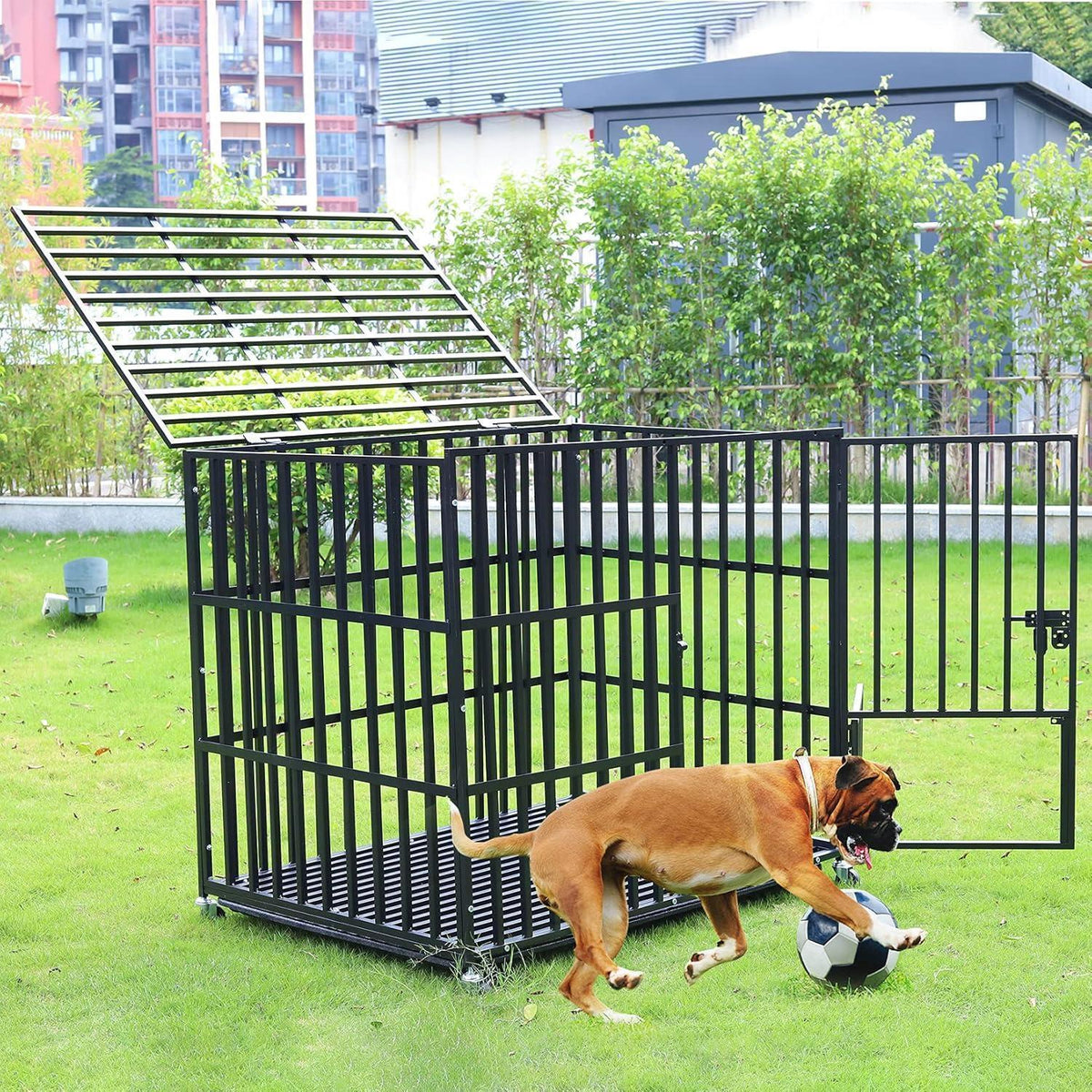 XXL Hundekäfig Metall – Transportbox für große Hunde mit 3 Türen