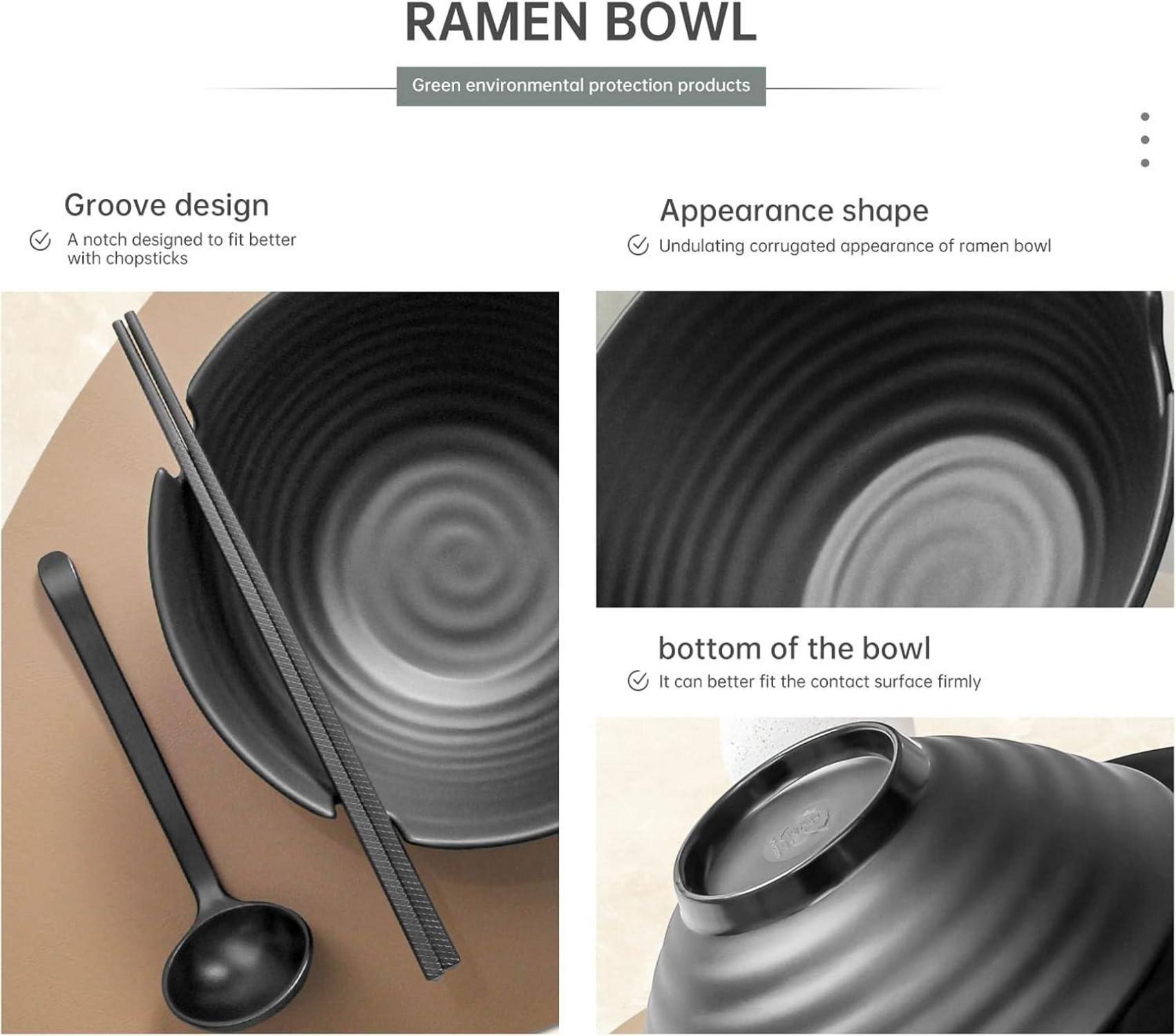 Japanische Ramenschale Set mit Stäbchen & Löffel 1000ml