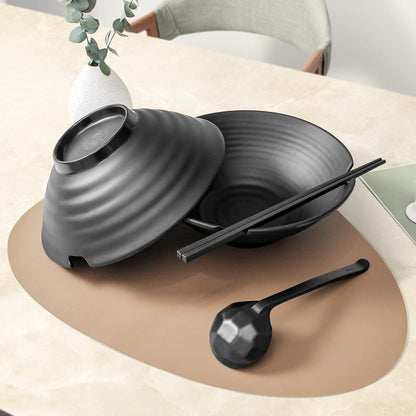 Japanische Ramenschale Set 1000ml, 2 Suppenschüsseln mit Stäbchen und