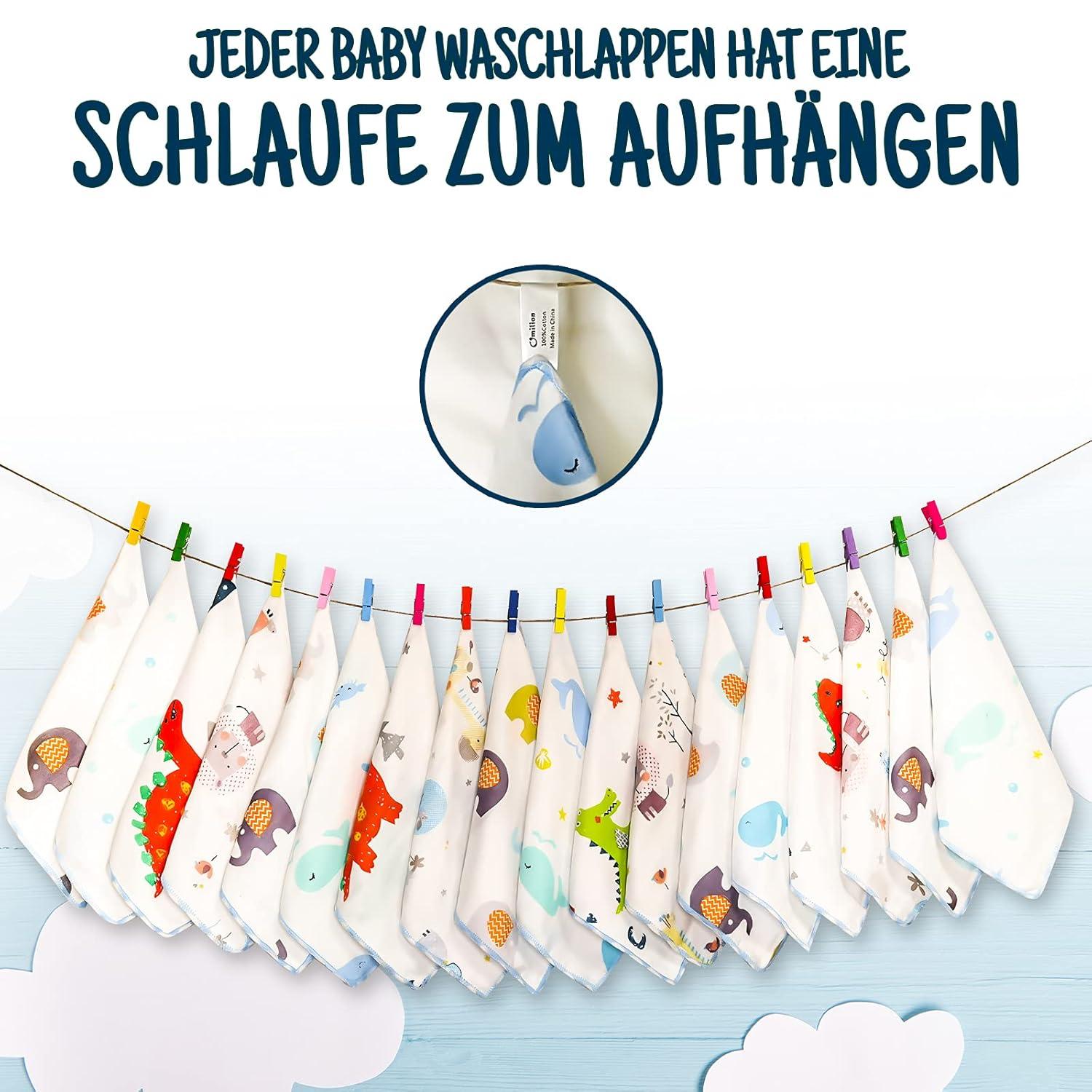 Omilion Baby Musselin Waschlappen Set 18 Stück aus Baumwolle