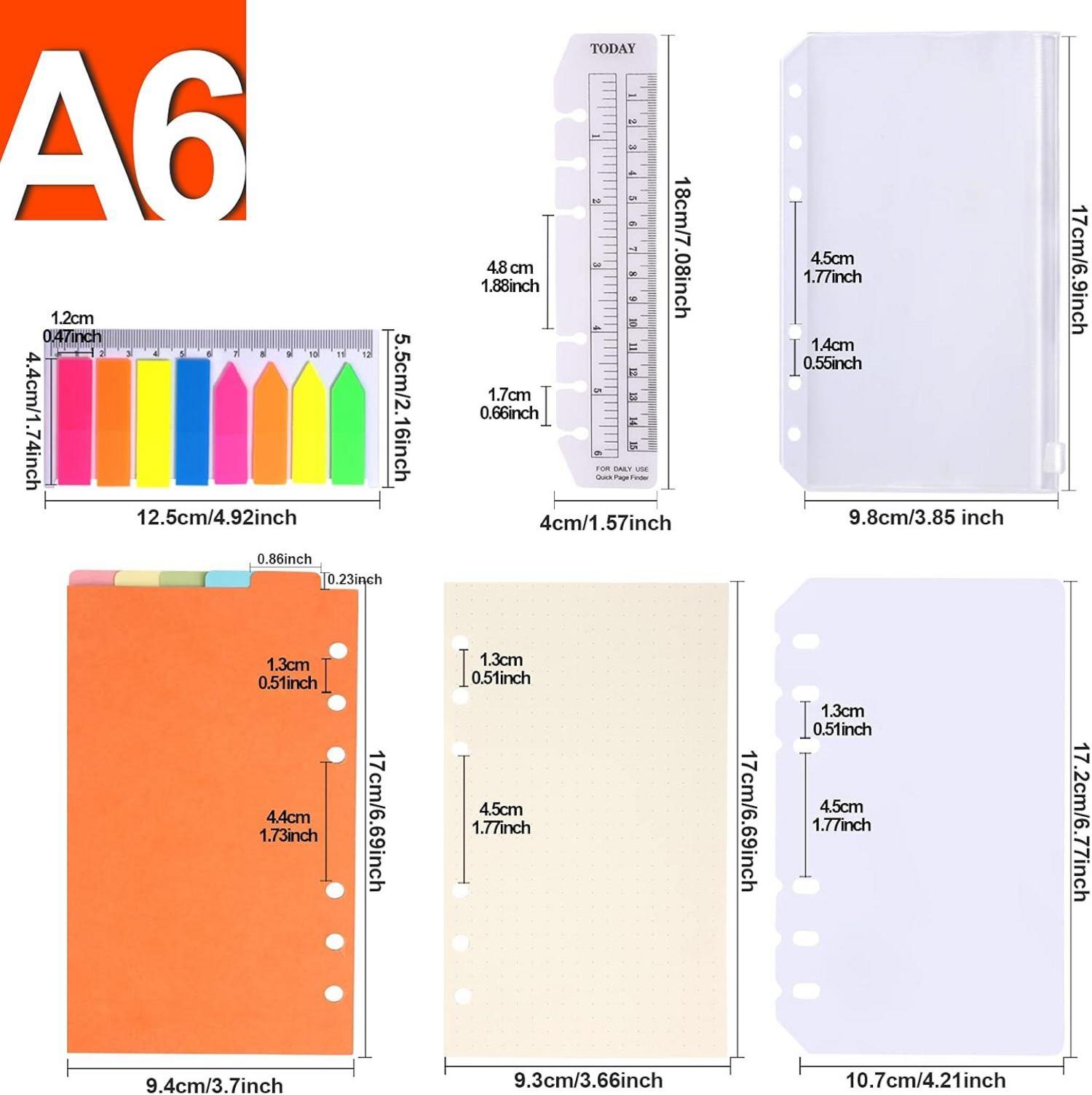 A6 Gepunktetes Nachfüllpapier Set 90 Blätter 6 Löcher