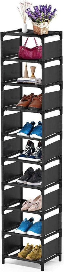 Schuhregal 10 Ebenen Metall Schuhständer Platzsparend Schwarz
