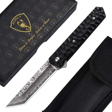 Japanisches Damast Taschenmesser Damaststahl Einhandmesser