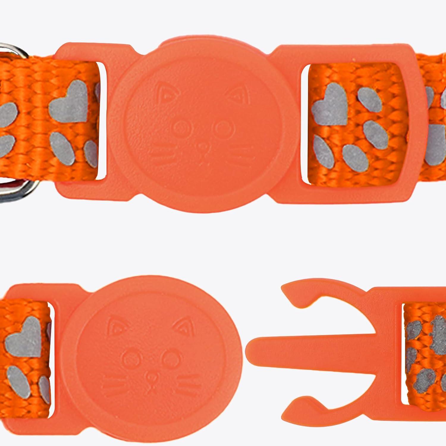 Reflektierendes Katzenhalsband mit Sicherheitsverschluss 2er Pack Orange