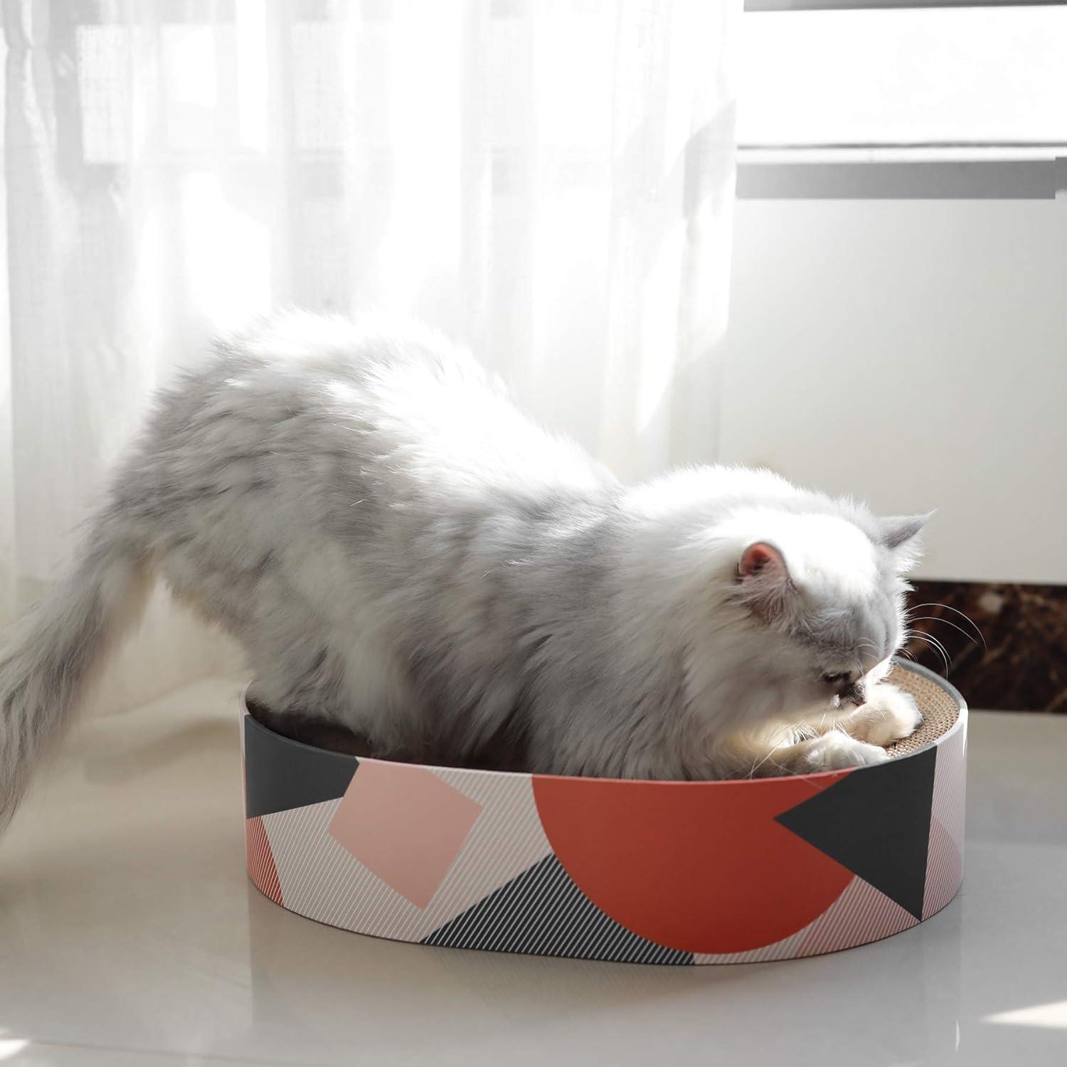 Ovales Katzen Kratzbrett 44x34x10 cm aus hochwertiger Wellpappe