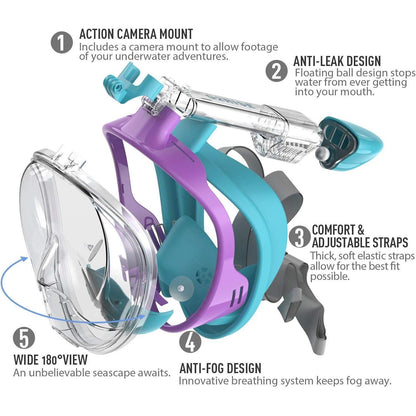 G2RISE® Vollmaske Schnorchel Tauchmaske Faltbar für Kinder