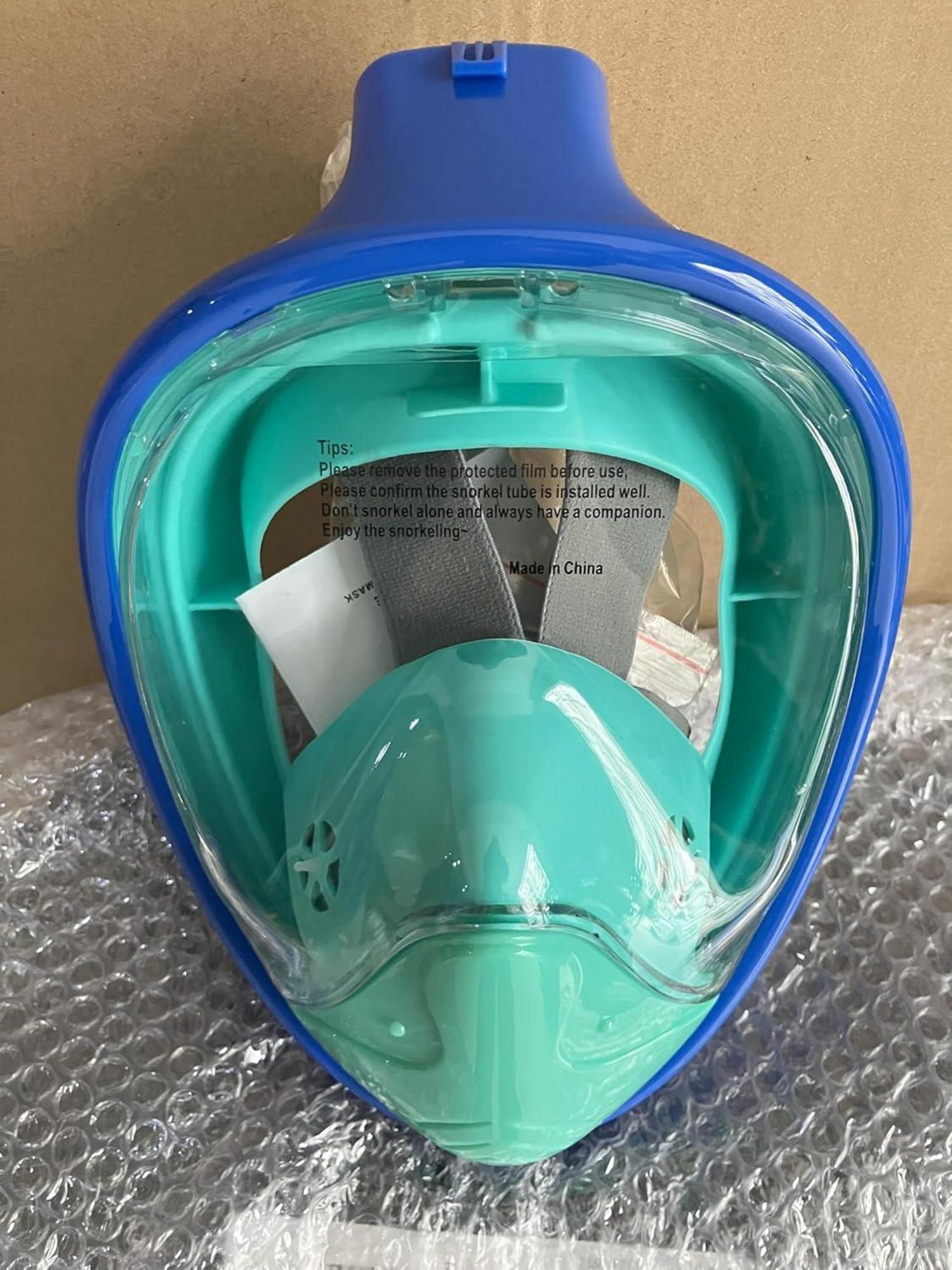 Schnorchelmaske Tauchmaske Faltbar CO2-sicher Kameraposition L-XL Blau Grün