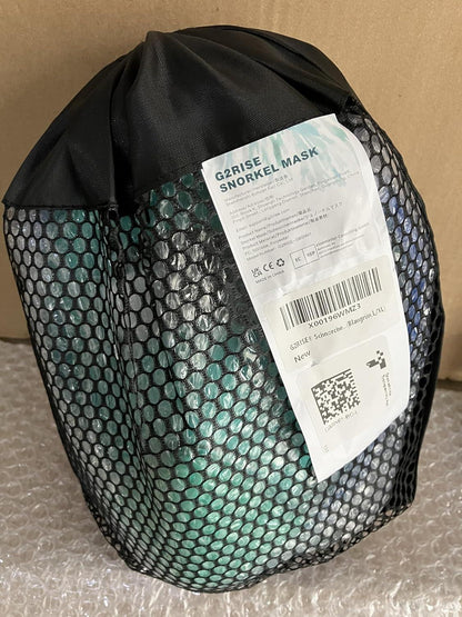 G2RISE® Schnorchel Vollmaske mit Kameraposition für Erwachsene und Kinder, CO2-sicher L-XL Blau Grün