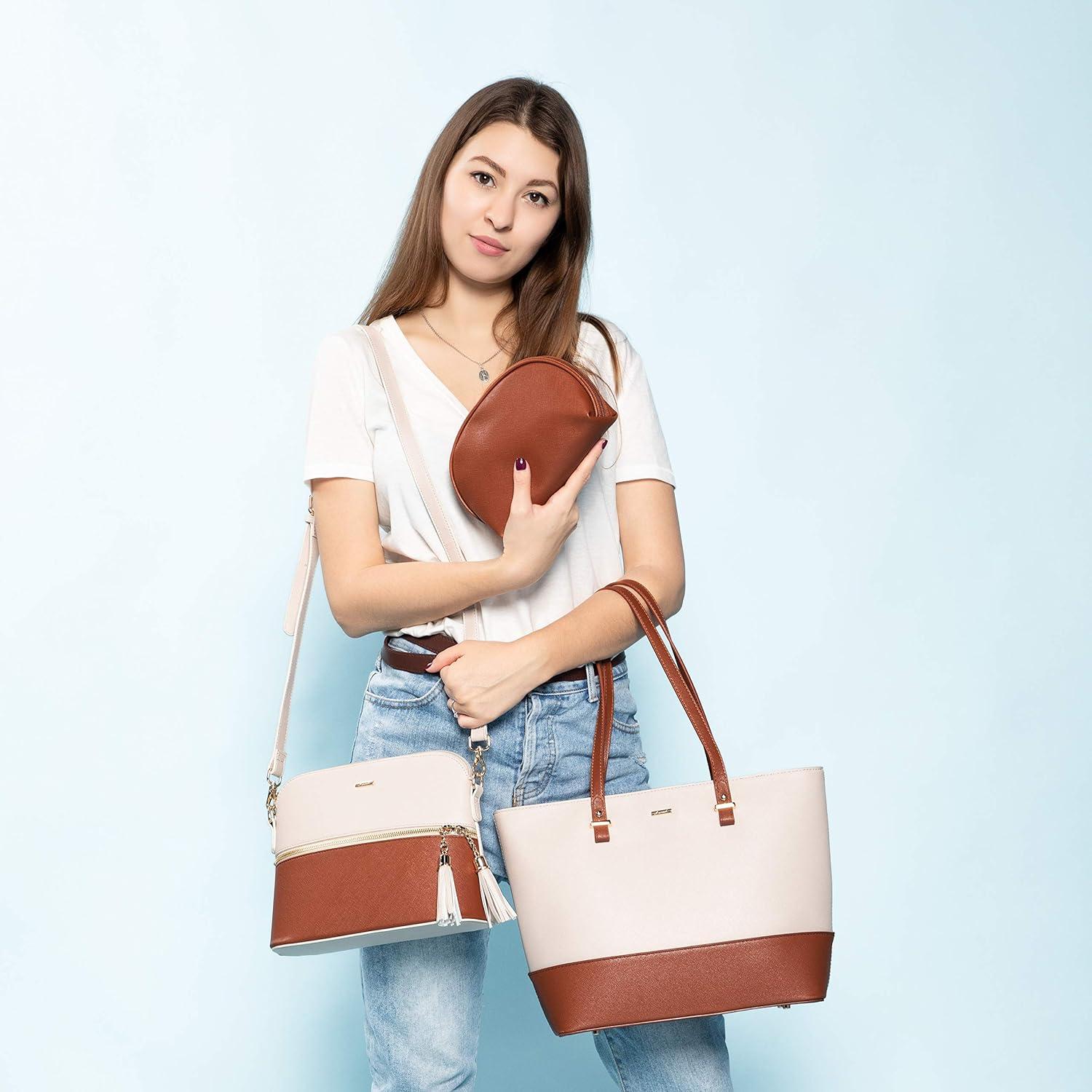 LOVEVOOK Damen Handtasche Schultertasche 3-teilig Set